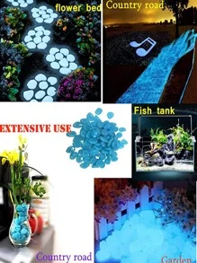 500pcs Glow In The Dark Plain Color Decorative Pebble - Blue - View 9