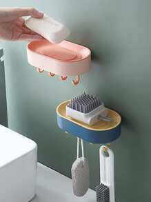 1pc Random Wall Mounted Soap Holder, Minimalist Soap Dish With Hook - Multicolor - View 5