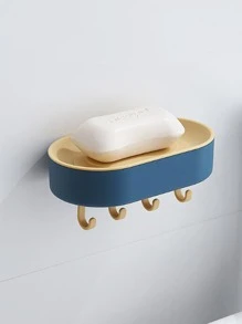 1pc Random Wall Mounted Soap Holder, Minimalist Soap Dish With Hook - Multicolor - View 6