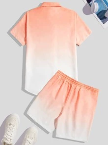Manfinity Men Ombre Shirt & Drawstring Waist Shorts - Multicolor - View 2