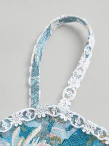 SHEIN MOD Top de tirantes con estampado floral ribete con encaje con cordón delantero - Multicolor - Ver 7