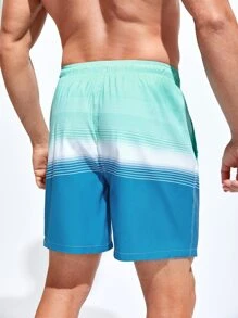 Manfinity KASUA 男士條紋印花腰部抽繩泳褲 - 彩色 - 查看 2