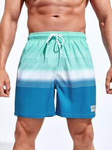 Manfinity KASUA 男士條紋印花腰部抽繩泳褲 - 彩色 - 查看 8