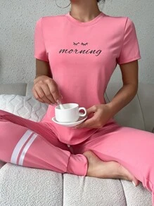 Set homewear con estampado de letra