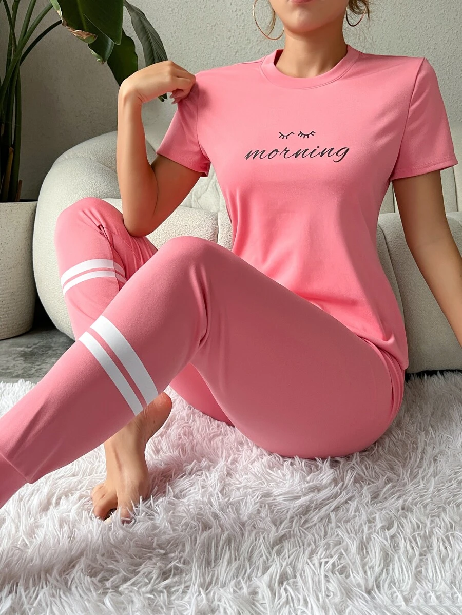 Set homewear con estampado de letra