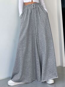 DAZY Quần thể thao nữ Dây kéo Túi màu trơn - Xám - Xem 4