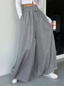 DAZY Quần thể thao nữ Dây kéo Túi màu trơn - Xám - Xem 6