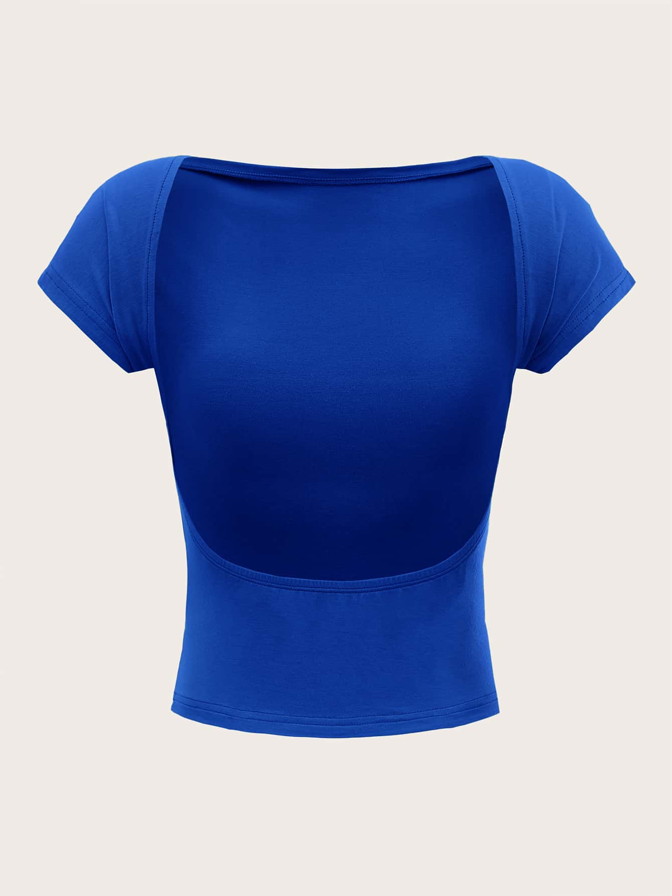 SHEIN MOD Solid Backless Batwing Sleeve Tee - Royal Blue - View 1