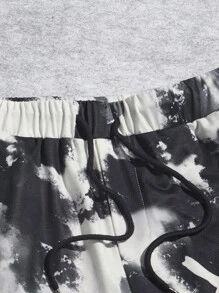 Manfinity Men Tie Dye Letter Graphic Drawstring Waist Sweatpants - Black and White - View 4