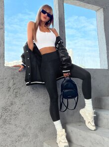 Medium Support  Zip Up Backless Sports Bra - White - View 6