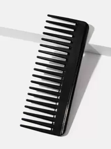 干湿使用宽齿梳，1 件大号塑料简约纯色闪光矩形透明易于拆卸发刷，适合女性和男性，适合女性妈妈妻子姐妹青少年女朋友，发刷/发梳 - 黑色 - 查看 1