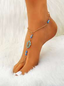 珠子裝飾連指腳錬 - 彩色 - 查看 1