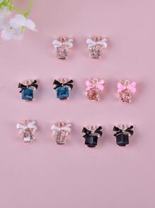 10pcs Metal Glass Bow DIY Pendant Valentines