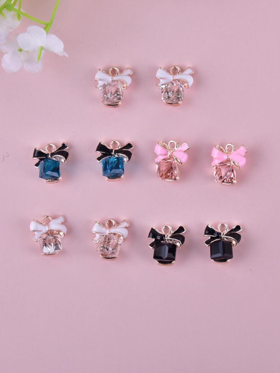 10pcs Metal Glass Bow DIY Pendant Valentines