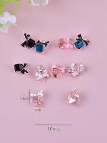 10pcs Metal Glass Bow DIY Pendant Valentines