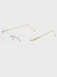 1pair Women Square Lens Rimless Casual Eyeglasses For Daily Life - Clear - View 3