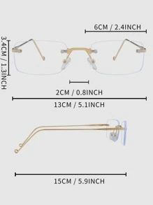 1pair Women Square Lens Rimless Casual Eyeglasses For Daily Life - Clear - View 4