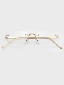 1pair Women Square Lens Rimless Casual Eyeglasses For Daily Life - Clear - View 5