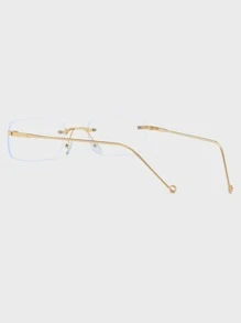 1pair Women Square Lens Rimless Casual Eyeglasses For Daily Life - Clear - View 6