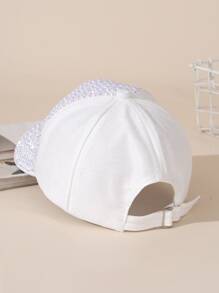 Gorra de béisbol con diseño de perla artificial - Blanco - Ver 2