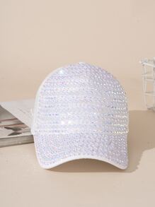 Gorra de béisbol con diseño de perla artificial - Blanco - Ver 1