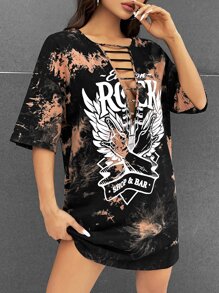 Vecster Đầm Cắt ra Lá thư Cà vạt nhuộm Giải trí - Nhiều màu - Xem 1