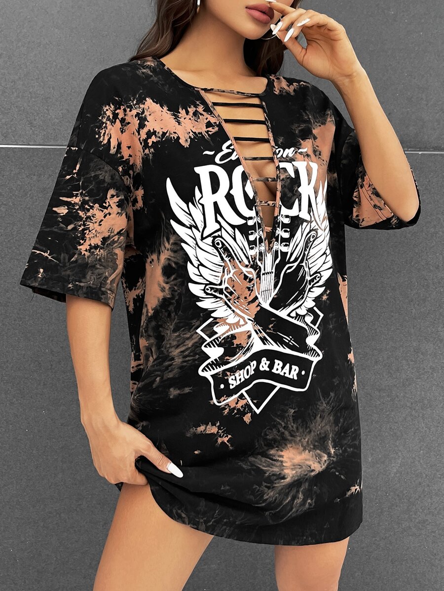 Vecster Đầm Cắt ra Lá thư Cà vạt nhuộm Giải trí - Nhiều màu - Xem 1