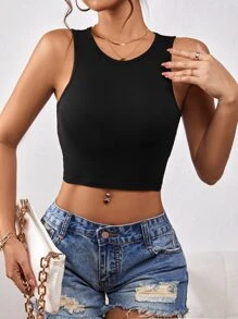 Chiquease 後背繫帶短款背心 - 黑色 - 查看 4