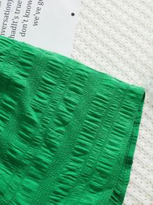 SHEIN Girls Solid Elastic Waist Shorts - Green - View 4