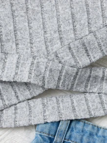 SHEIN Tween Girl Ribbed Knit Wrap Cross Tee - Light Grey - View 2