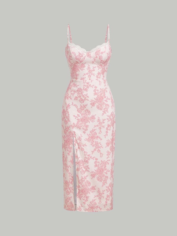 SHEIN MOD 印花高衩吊帶連衣裙
