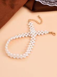 Faux Pearl Decor Necklace - White - View 2