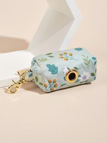 1 pieza Dispensador de bolsas para caca de mascotas con patrón de flor - Verde - Ver 2