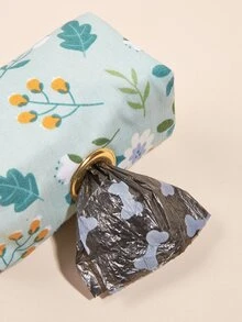 1 pieza Dispensador de bolsas para caca de mascotas con patrón de flor - Verde - Ver 4
