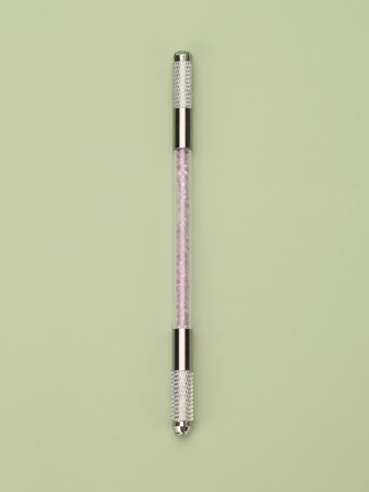 件紫色塑膠水晶裝飾不銹鋼筆雙頭十字設計（適用於紋身刀片和圓針）適用於手動紋身眉毛