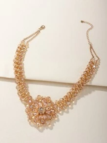 Rhinestone Decor Necklace - Champagne - View 2