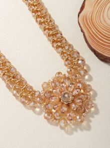 Rhinestone Decor Necklace - Champagne - View 3