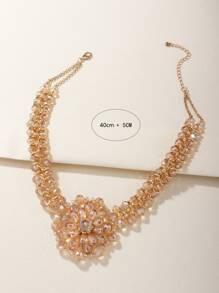 Rhinestone Decor Necklace - Champagne - View 4
