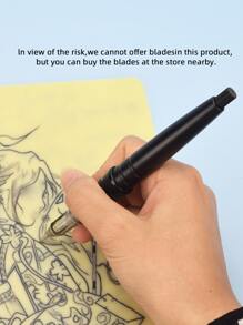 1支黑色精密雕刻铝合金水平环纹理纹身针，长度可调节，手工纹身笔