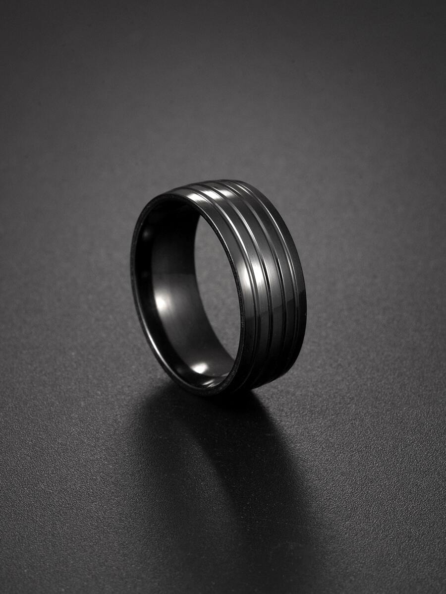 男士極簡風格戒指 - 槍黑色 - 查看 1