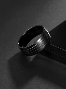 男士極簡風格戒指 - 槍黑色 - 查看 2