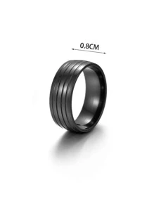 男士極簡風格戒指 - 槍黑色 - 查看 3