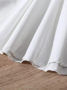 SHEIN Váy Gái Đắp vá Xếp li Lá thư Giải trí - trắng - Xem 6