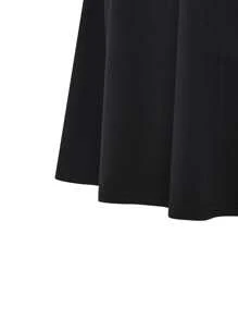 SHEIN Clasi Plus Puff Sleeve Flare Hem Dress - Black - View 4