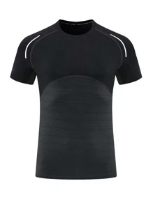 Hombres Camiseta deportiva con puntada de manga raglán - Negro - Ver 1
