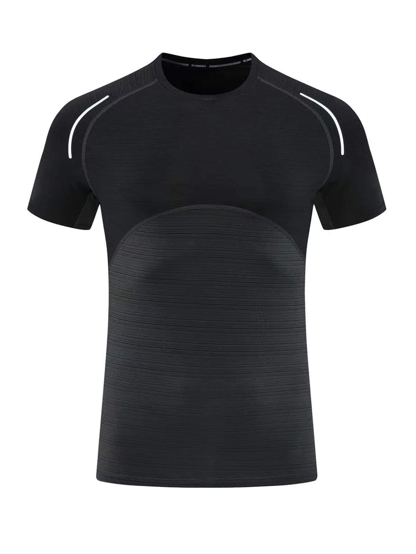 Hombres Camiseta deportiva con puntada de manga raglán - Negro - Ver 1
