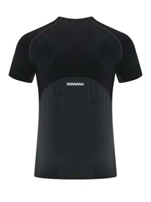 Hombres Camiseta deportiva con puntada de manga raglán - Negro - Ver 2