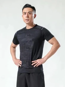 Manfinity Sport Corelite Men Graphic Print Sports Tee Workout Tops Compression Shirt Men - Black - View 3