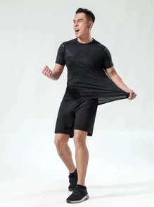 Manfinity Sport Corelite Men Graphic Print Sports Tee Workout Tops Compression Shirt Men - Black - View 4