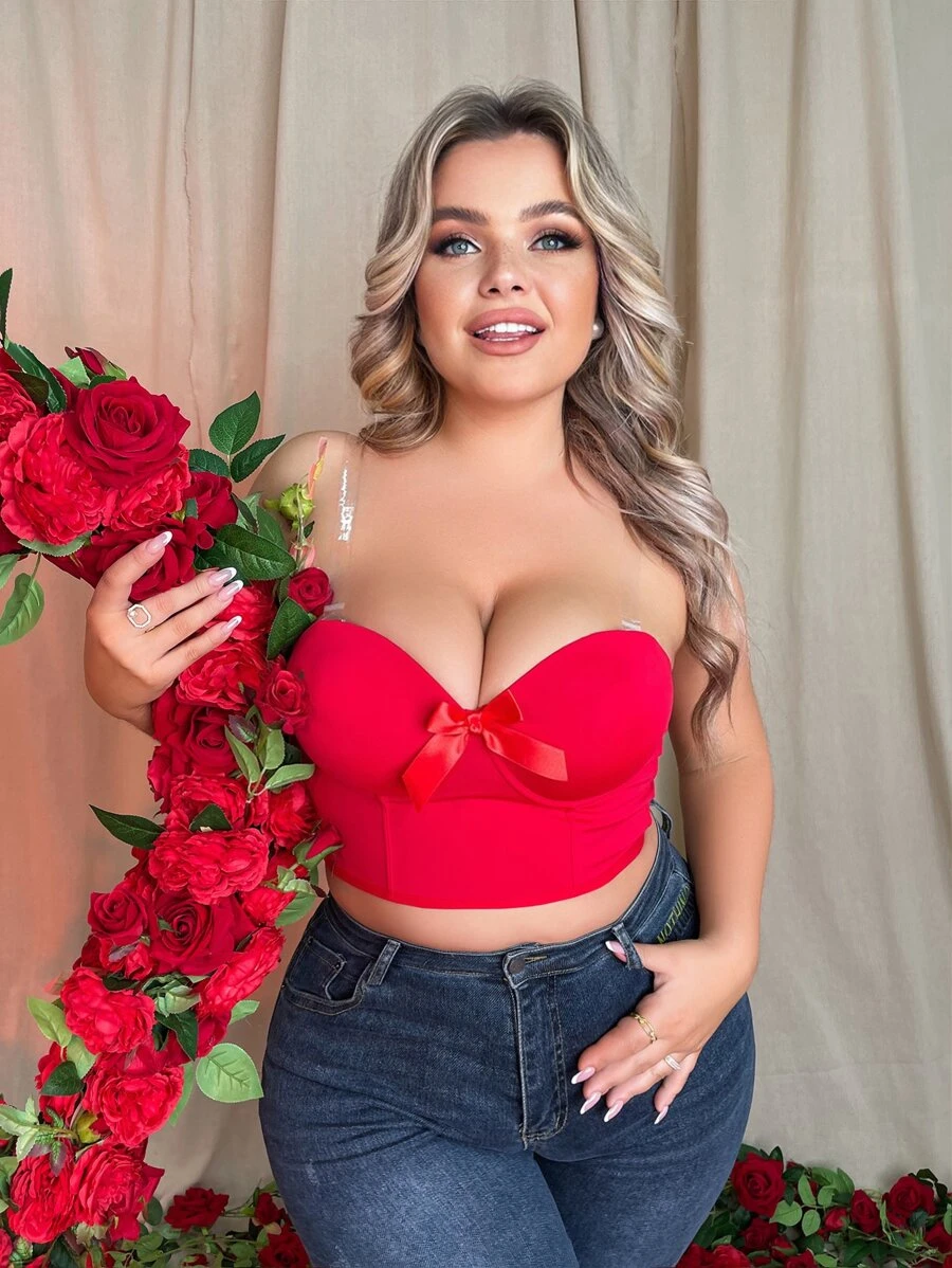 Sujetador con lazo delantero con aro - Rojo - Ver 1